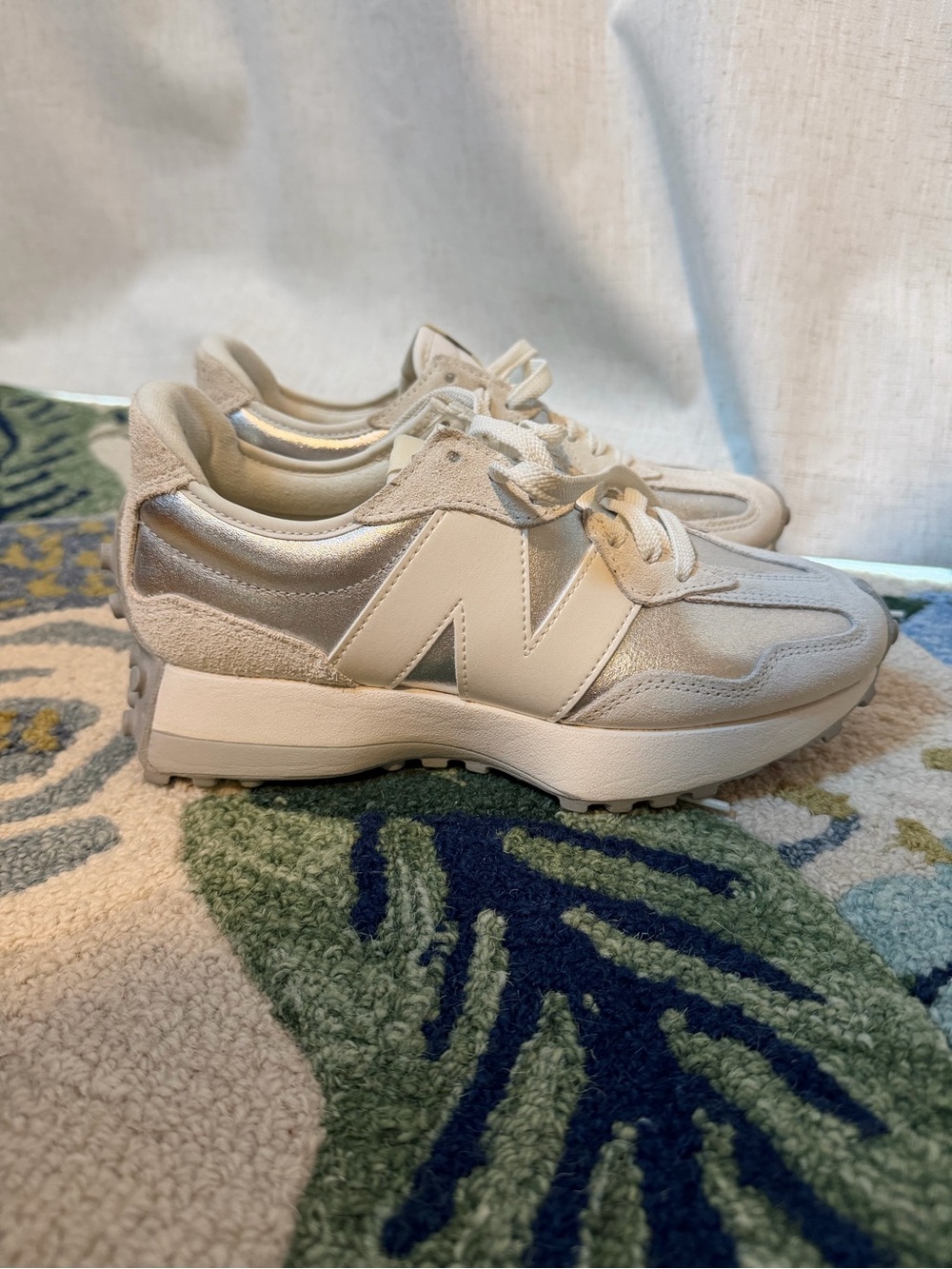 New Balance Women's Neutral Cream Suede & Mesh Sneakers
